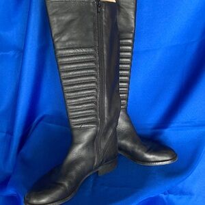 Leather knee high boots